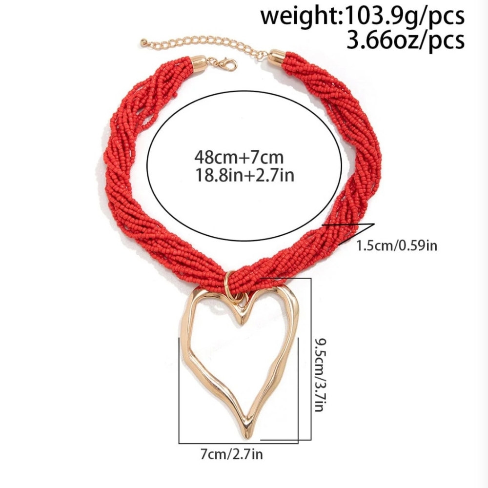 I'll Try & Restock Colorful Beaded Necklace with Silver Heart Pendant - Picture 4 of 8